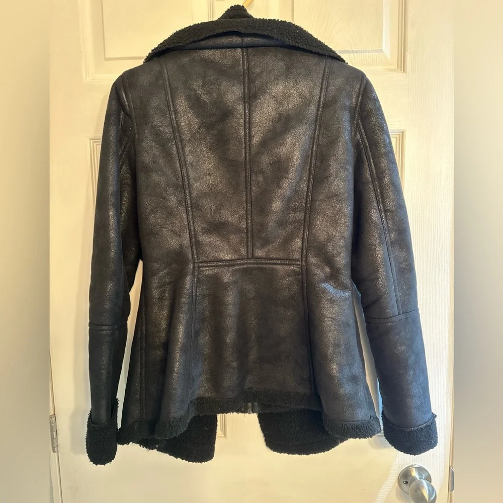 Soya & Kyo Black Faux Shearling Moto Jacket - Size XS - Picture 4 of 9